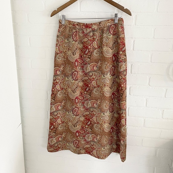 Vintage handmade Midi skirt Paisley print Boho Folk Hippie Gypsy Whimsy L - Picture 2 of 8